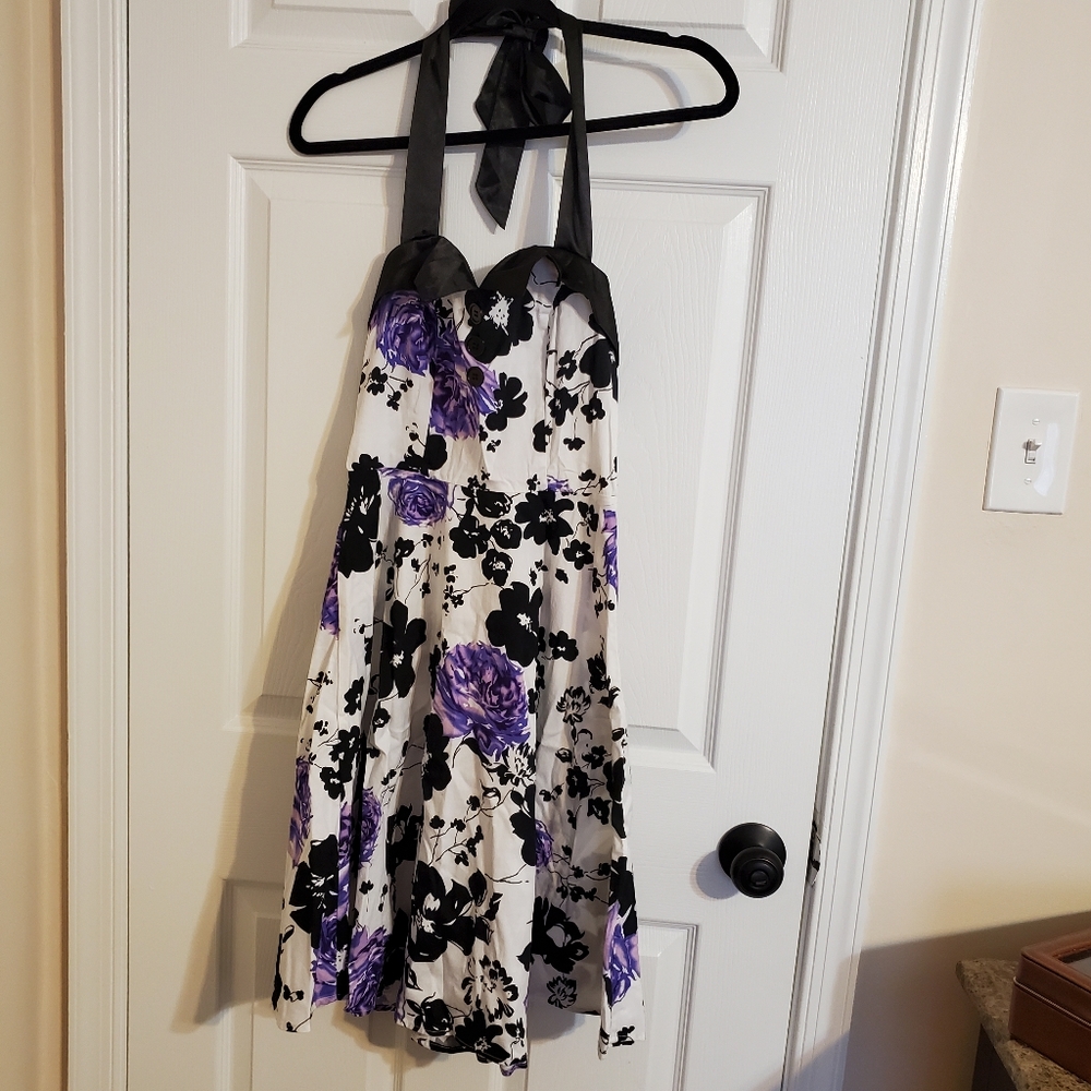 Semi Formal Floral Print Halter Dress